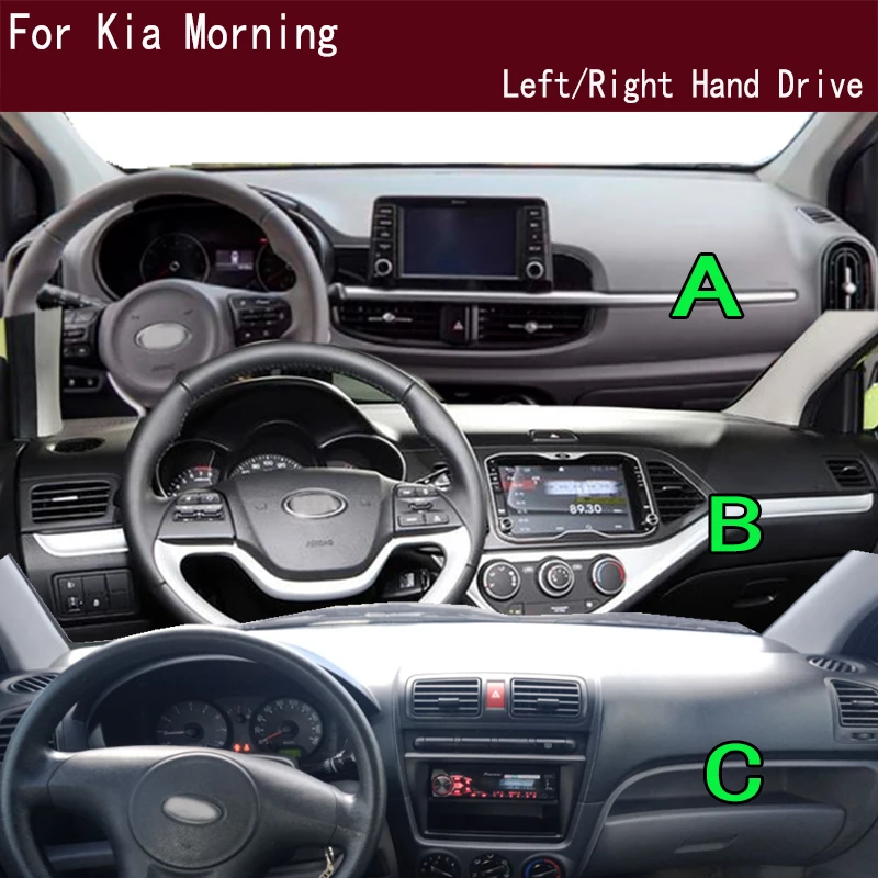 

For Kia Morning Picanto JA GT-Line Dashmat Anti-Slip Dash mat Dashboard Cover Instrument Panel Sunscreen Pad Ornaments