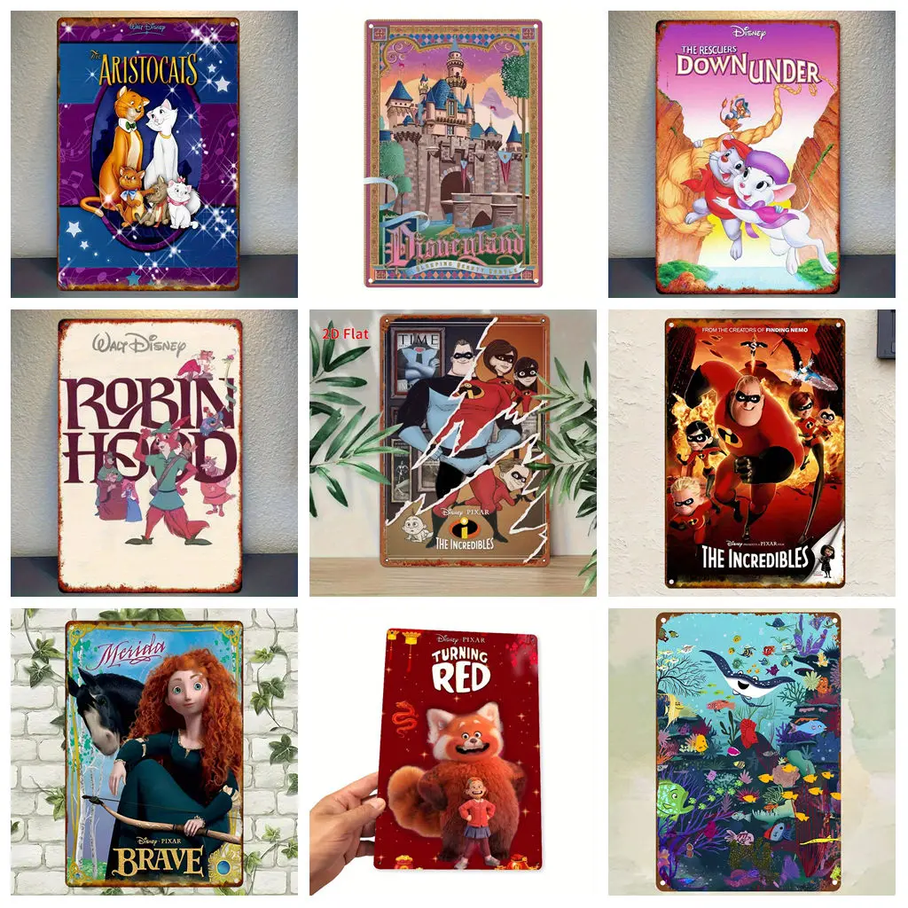 

Miniso Disney Animation Fantasy Story Selection Metal Tin Signs Posters Decor Retro Metal Plaque Wall Art Decor for Garage Bar