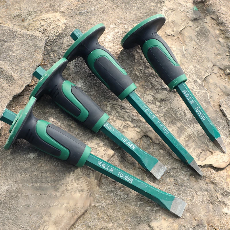 

Stone Chisel with Rubber Grip Masonry Flat Head Chisel Hammer Tool for Rock Carving Stonework Professional Construction Chisels