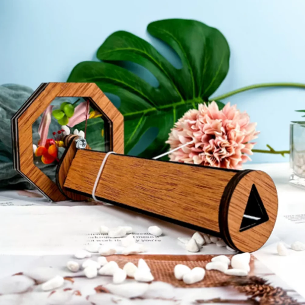 Wooden Kaleidoscope Kit Rotating Design Kids Educational Toy Safe Materials Vision Development Wood Acrylic Children Gift