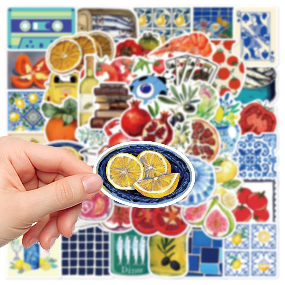 10/30/50pcs Retro Cartoon Art Mediterranean Tomato Stickers Aesthetic Graffiti Decals Laptop Phone Diary Decoration Sticker Toys