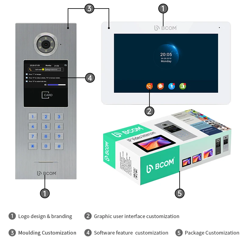IP Video Doorbell Intercom System For Multi-Apartment Buildings 7-Inch Color Door Phone With Night Vision For Families