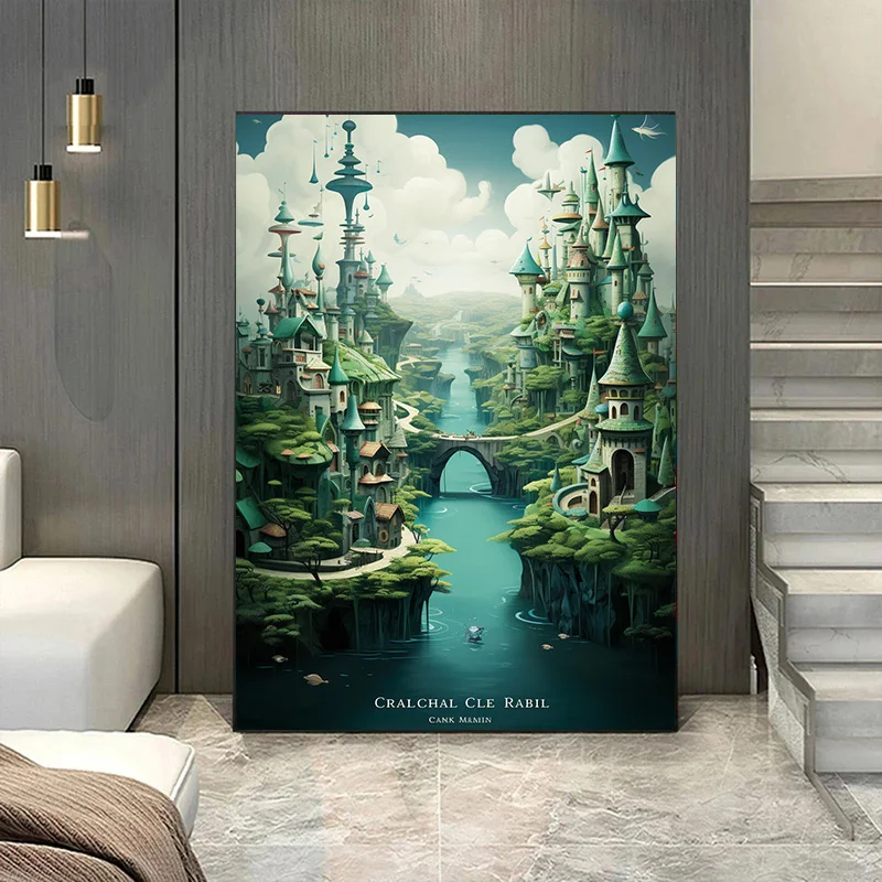 Canvas Painting Decoration Pictures Room Wall Decor 1pcs Home Decor Interior Paintings Castle Artistic Conception Magical World