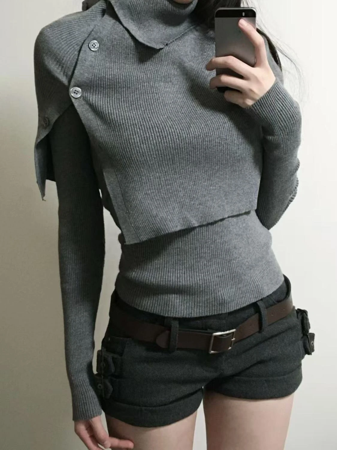 Maglione subcultura vintage casual da donna dolcevita a maniche lunghe pullover lavorato a maglia + scialle set da due pezzi Y2K abbigliamento Antumn