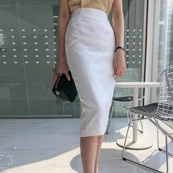 Media falda de cintura alta para mujer, falda de cadera envuelta, ligera, de lujo, profesional, longitud media, estación europea, Primavera/Verano, nueva