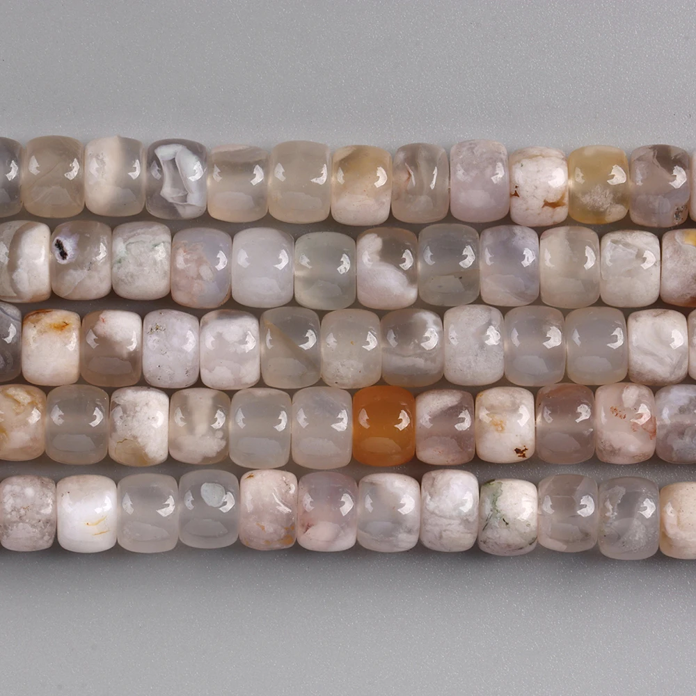 High Quality Sakura Cherry Blossom Agates Bead Natural Rondelle Shape Loose Spacer Agat Beads DIY Fine Jewelry Necklace Bracelet