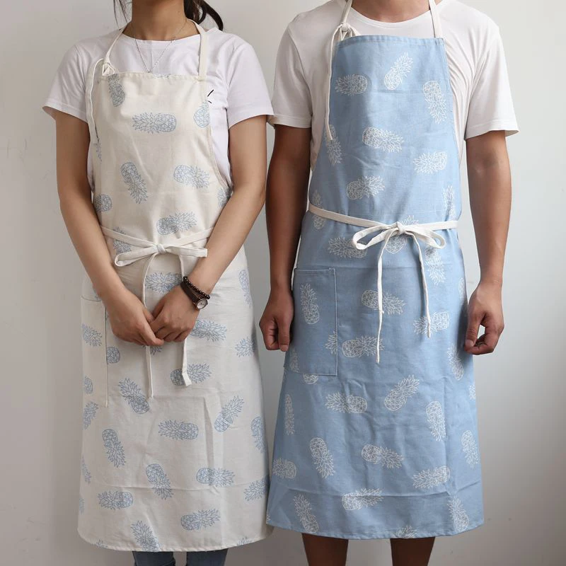 

Print Polycotton Adult Kitchen Apron for Women Men Adjustable Straps with Pockets Pinafore for Gardening Cooking Baking Cleaning