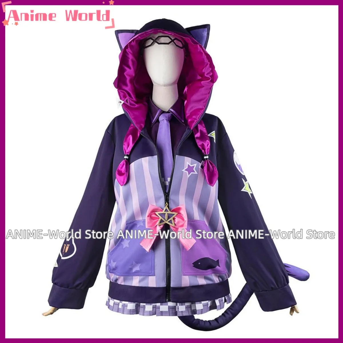 Virtual YouTuber Hololive Murasaki Shion Cosplay Costume Wig Hoodies Coat JK Uniform Skirt Woman Sexy Kawaii Halloween Suit