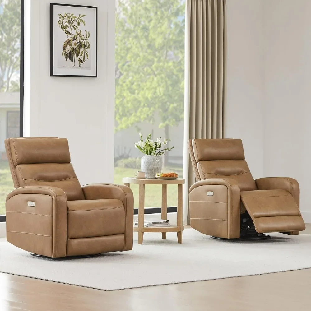 

DepositSofa Power Recliner Swivel Glider Rocker Armchairs Faux Leather In Camel Armchair Recliner Chairs For Adults Living Room