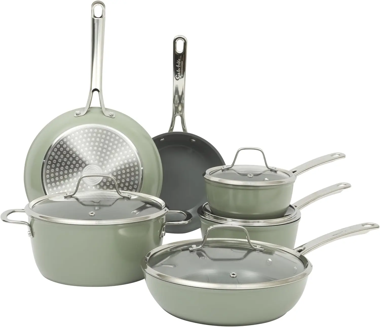 

Commune Hard Anodized 10 Piece PFA Free Ceramic Non stick Interior Forged Durable Aluminum Pots and Pans Cookware