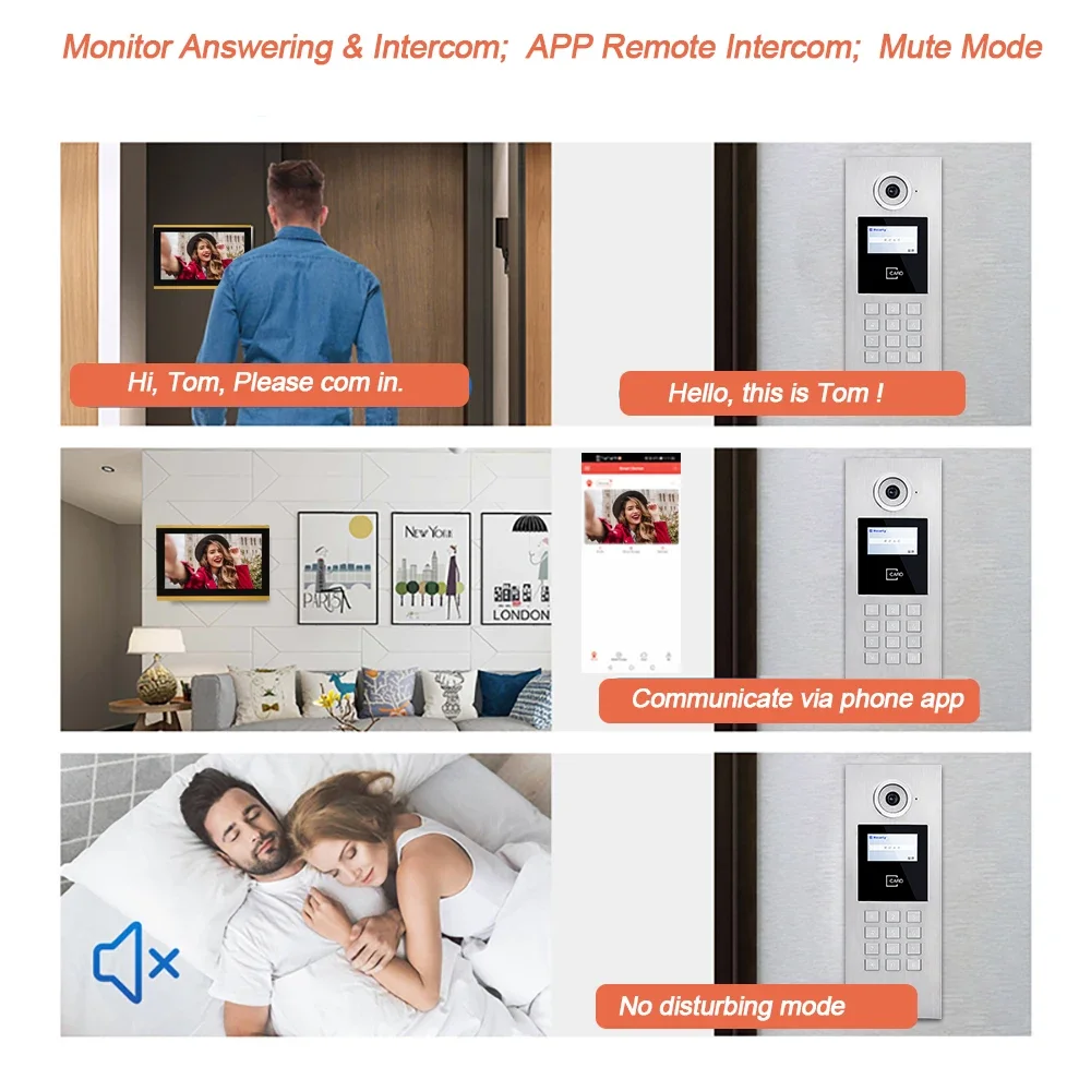 Videoportero inteligente con pantalla táctil, sistema de intercomunicación de 10,1 pulgadas, 6 planos, Wifi, Android, timbre de puerta