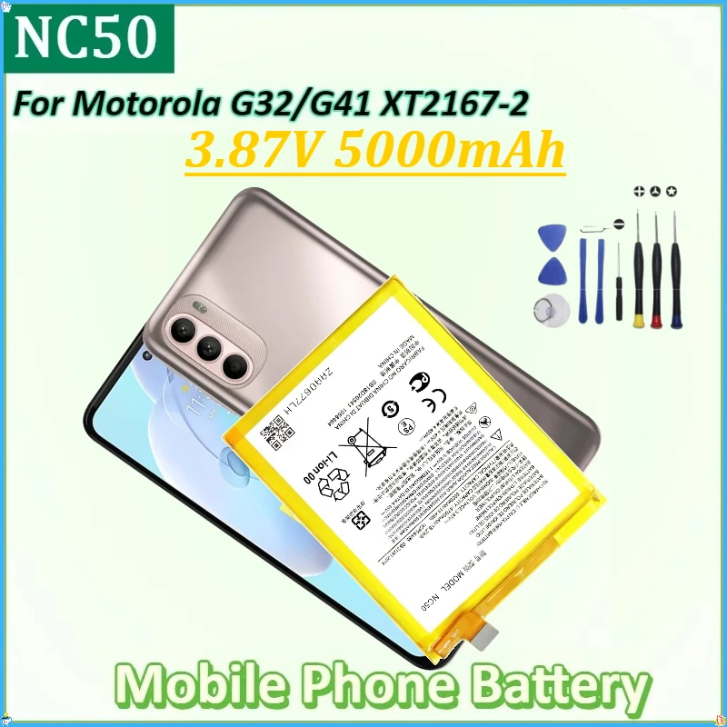 

For Motorola Moto G32/G41 & XT2167-2 High-Capacity Replacement Phone Batteries New NC50 3.87V 5000mAh Mobile Phone Battery+Tools