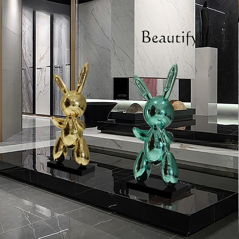 Cartoon Cute Sculpture Artwork Rabbit Light Luxury Floor Ornaments Indoor Soft Furnishings