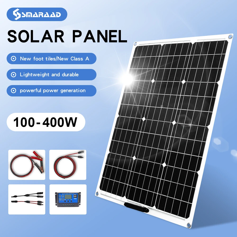 

12V 18V Flexible Solar Panel 100W 200W 500W To Charge Battery Powerful Solar Kit For Home Light Solar System