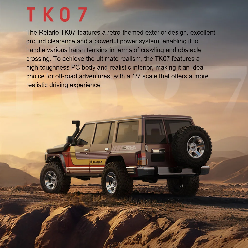 Relaarlo Tk07 1/7 4WD RC coche simulación profesional Rc tracción en las cuatro ruedas doble velocidad todoterreno vehículo de escalada sin escobillas/cepillado