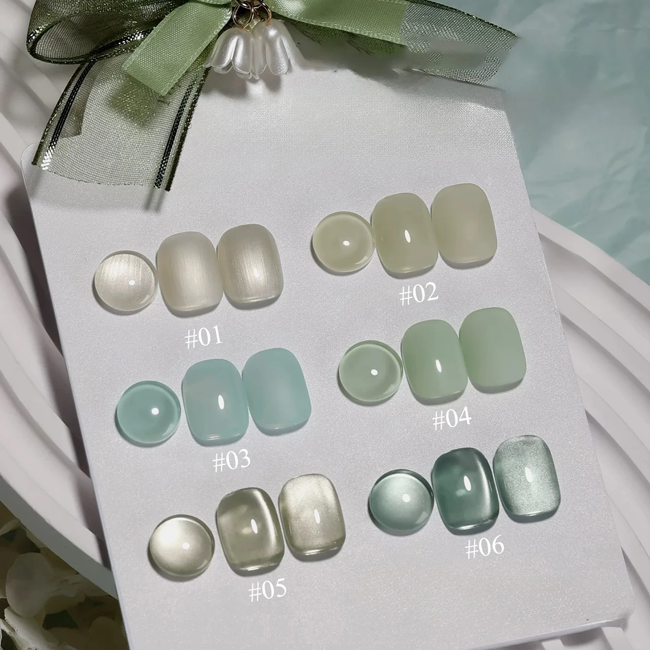 

SHAKA 1-6pcs WS New Fresh Cyan Green Series Gel Nail Polish 2026 Spring Popular Mint Green Whitening Nail Art Nail Supplies