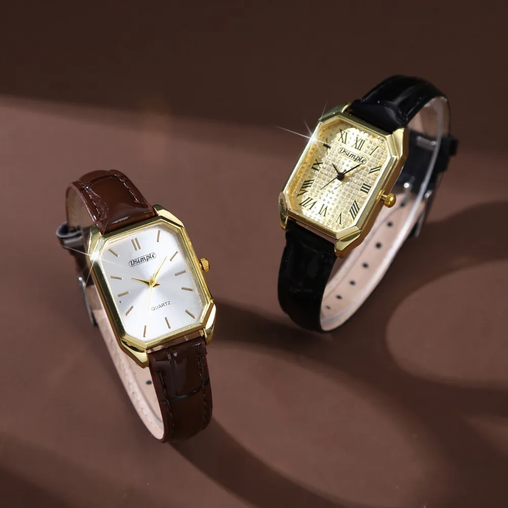 

Набор женских часов из 2 шт./компл. Женские кварцевые часы Набор из искусственной кожи с ремешком с квадратным циферблатом Модные часы Идеально подходят для подарка на драгоценные камни