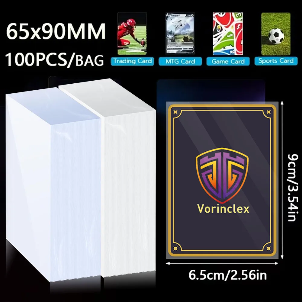 100 peças protetor de manga de cartão interno transparente/azul para ptcg, mangas de cartão de negociação à prova d'água, mangas protetoras transparentes 0.09mm