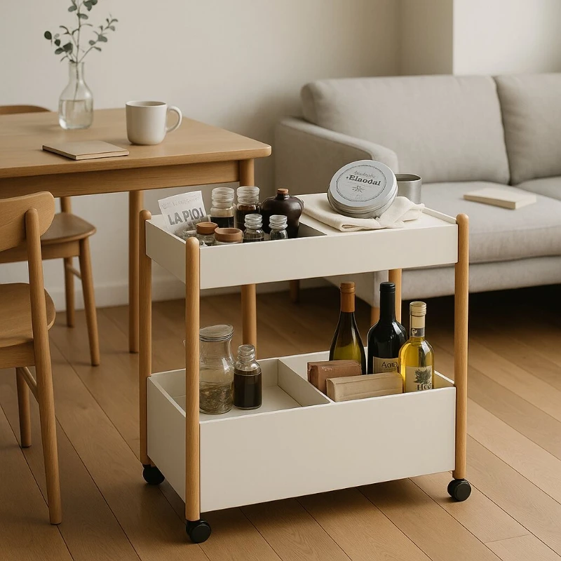 

Multi-Layer Rolling Cart with Wheels, Entryway Storage Rack, Shelf Organizer, Living Room Floor Storage, Home Storage Solution