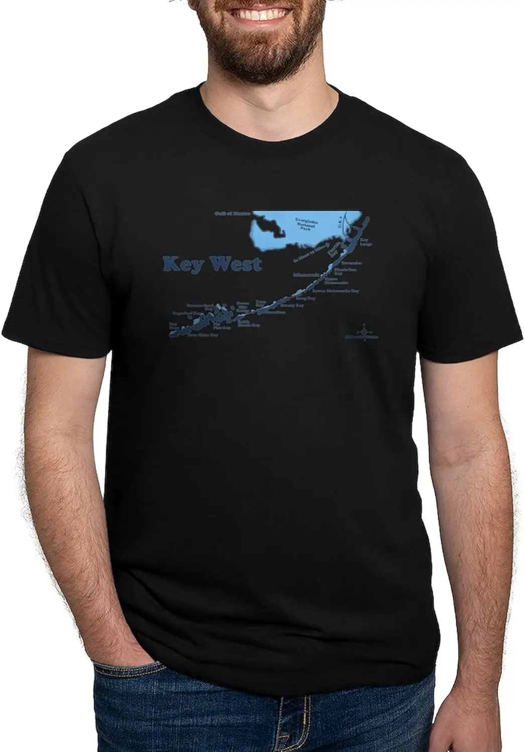 CafePress Key West Map Design. T Shirt Men's Deluxe Tri-Blend Shirt