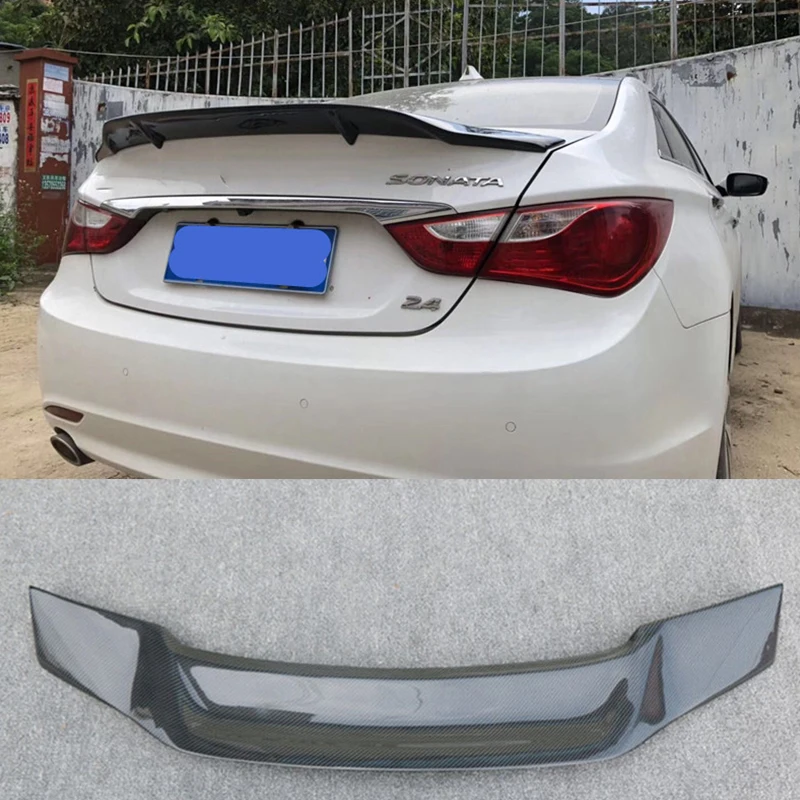 For Hyundai Sonata Real Carbon Fiber Spoiler Wing High Quality Rear Lip Tail FIN Auto Parts 2010-2014 Year