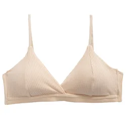 Push Up Bra For Women Non-wire Bralette Female Cotton Underwear Sexy V-Neck Brassiere Solid Color Removable Pads Lingerie