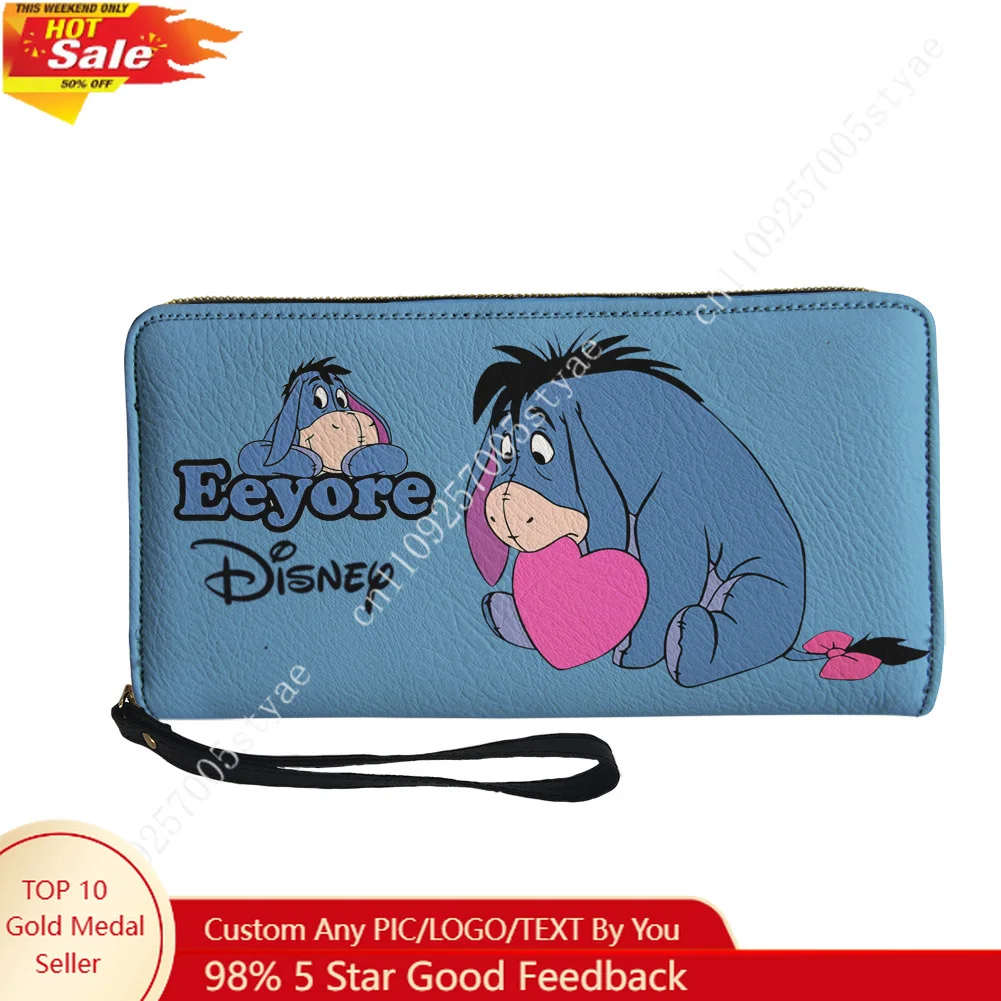 

Кошелек Disney Winnie the Pooh Eeyore Custom Wallet Dance Moonwalk, мужской и женский кошелек на молнии, длинный кошелек с двойным принтом, подарочная сумка