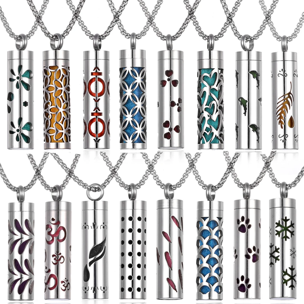 Long Strip Stainless Steel Aromatherapy Necklace Perfume Diffuser Essential Oil Diffuser Pendant Necklace Jewelry Accessories