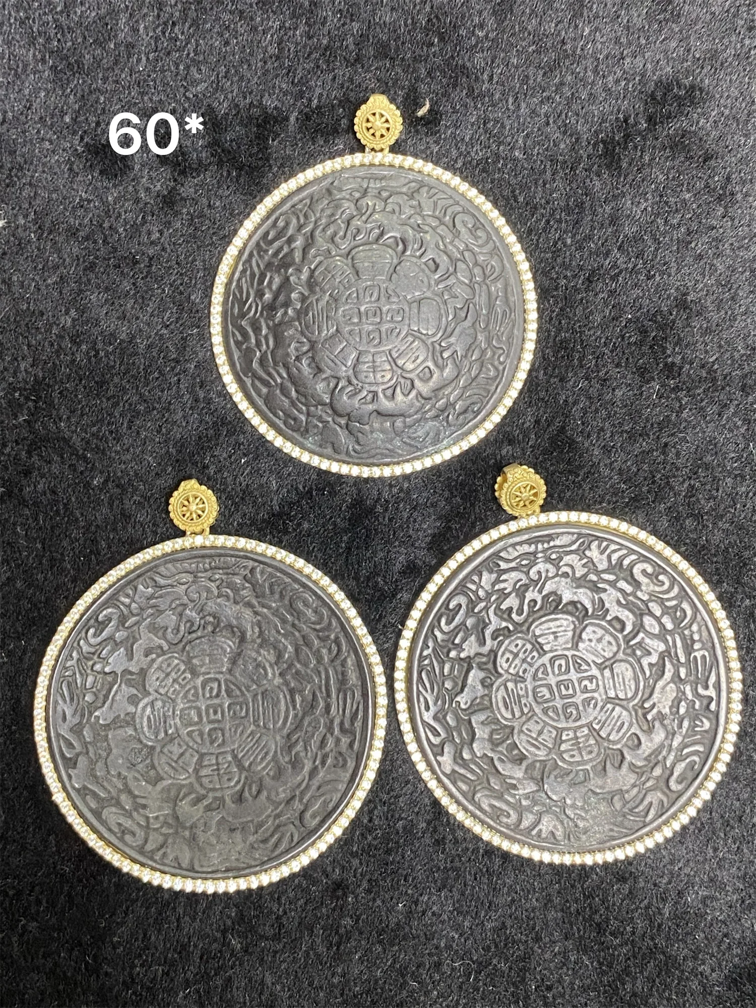 

1pcs/lot Tibetan pure copper Jiugong Bagua brand necklace pendant Set with meshed diamonds amulet Old objects Collectible