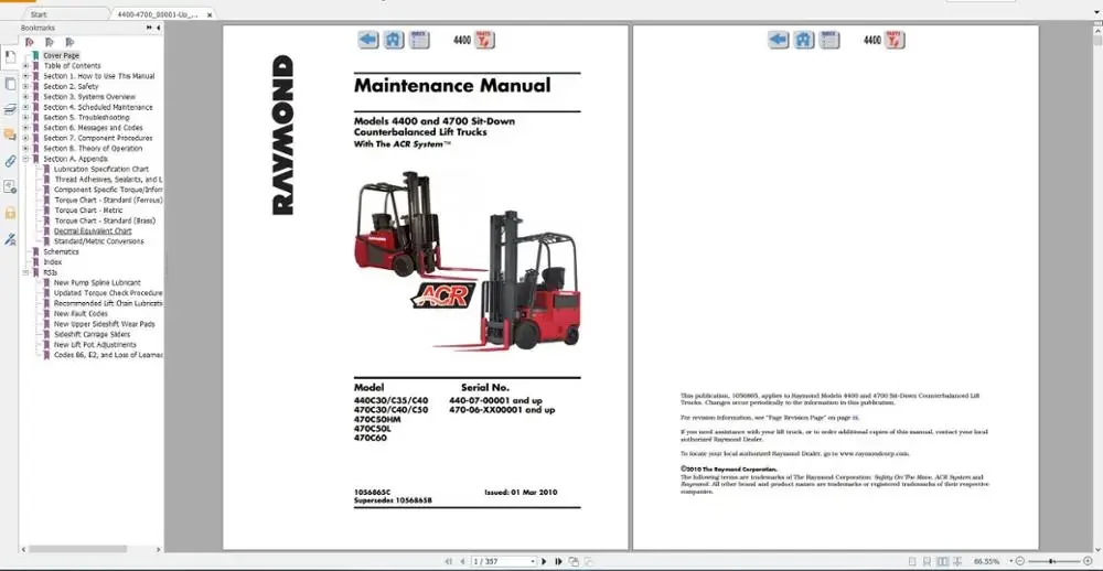 AutoDVD2 RAYMOND Forklift Technical Publication Library 2020