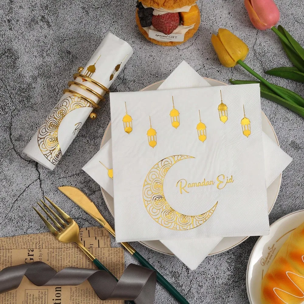 20Pcs Ramadan Themed Disposable 2-Ply Napkins, Soft & Absorbent, Ramadan Holiday Party Supplies