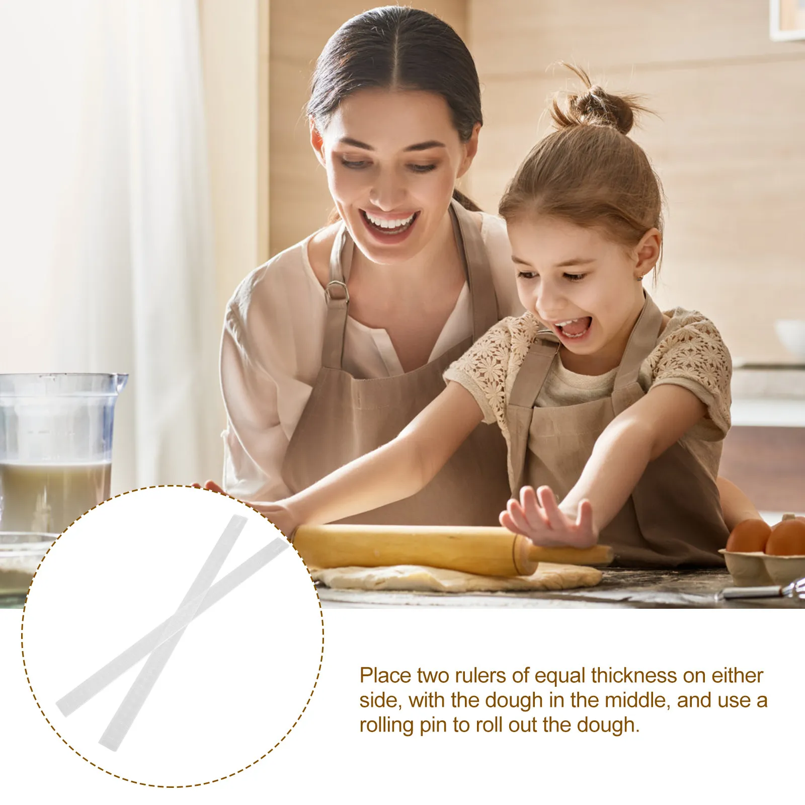 2Pcs Biscuit Balance Rulers Acrylic Dough Thickness Measuring Leveling Rulers Rolling Pin Guide Baking Tools Rolling Pin Guides