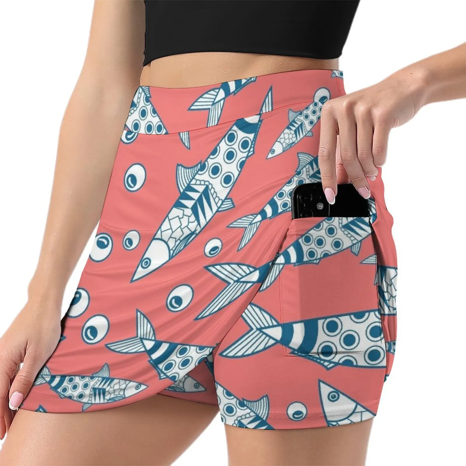 Portuguese Lisbon Sardines Pattern Azulejos Pink Mini Skirt kpop skirts for womans