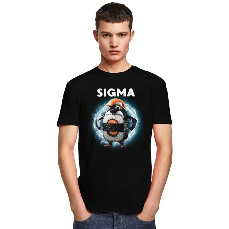 Camiseta Sigma Italian Brainrot Meme pingüino Sushi para hombre, camiseta de manga corta a la moda, ropa ajustada, regalo