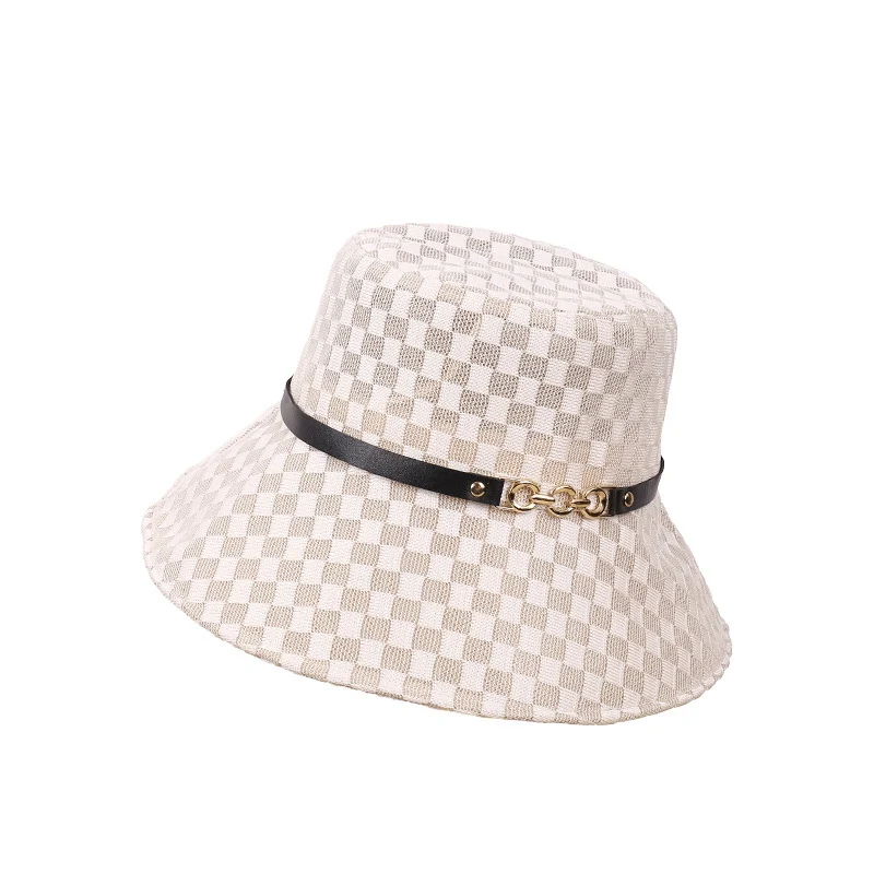 Neue modische Damen-Outdoor-Bucket-Hüte, lässige Reisehüte, karierte personalisierte Bucket-Fischerhüte, Freizeithüte, Sonnenschutzhüte – Detail 13