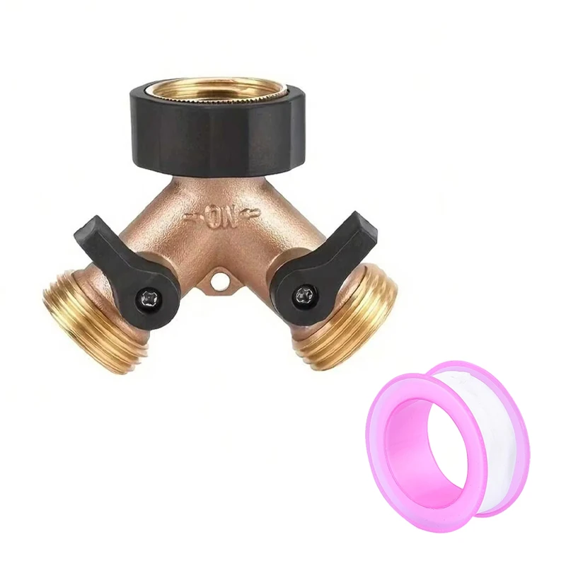 Heavy Duty Brass Garden Hose Splitter, Faucet Adapter, Controllable Water Flow, Hose Twist Protector, Gardening Accessories