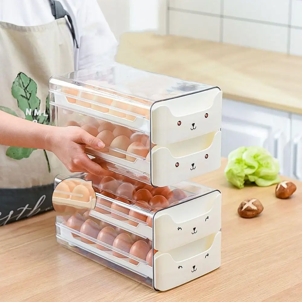 Transparent Egg Storage Box Drawer Type Fresh-keeping 18/36 Grid Egg Container Space Saving Stackable Egg Basket Refrigerator