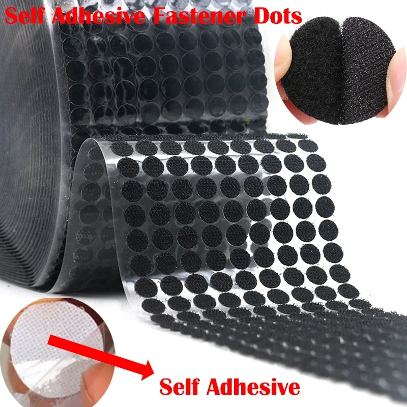 100Pair Self Adhesive Fastener Tape 10/15/20/25/30/60mm Dots Hook Adhesive Strong Glue Hook and Loop Magic Sticker Nylon Tape