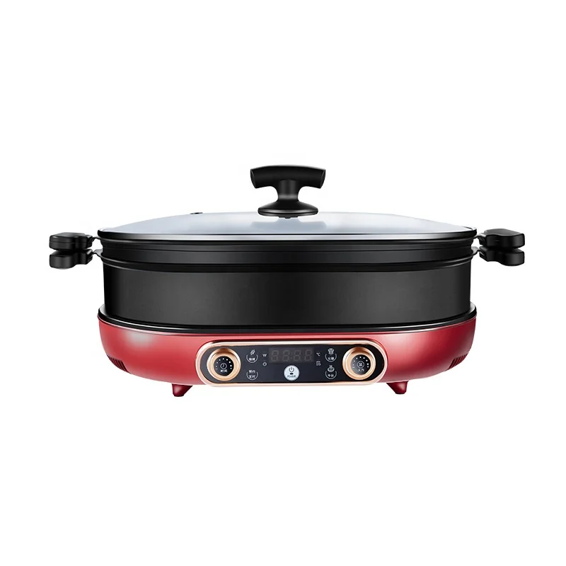 Bake shabu cooking in one multifunctional induction cooker household non-stick barbecue plate electric fish pan