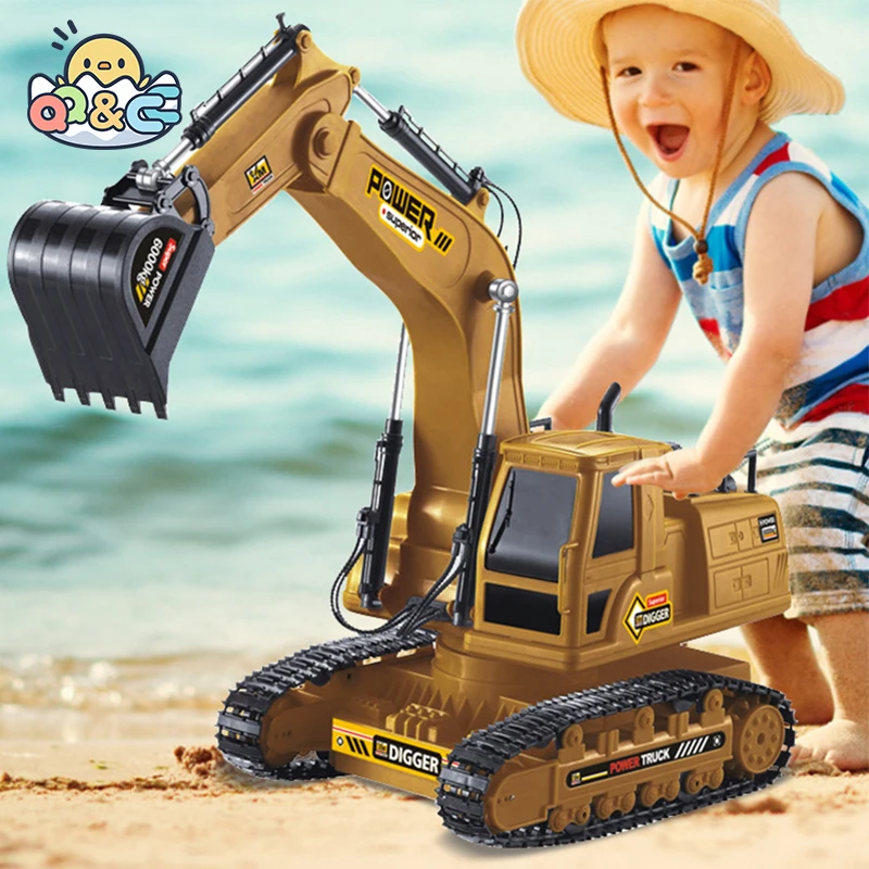 1/18 RC Excavator Control remote Car 2.4G Radio Controlled Car Tractor Model Engineering Building Construction Toys for Kid Gift