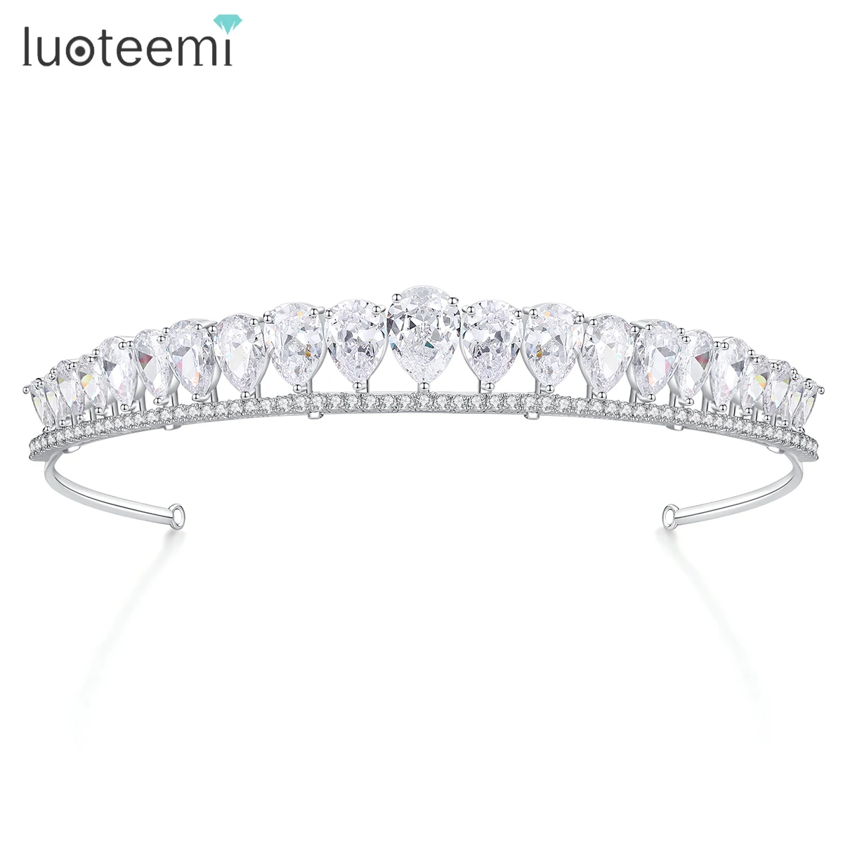 

LUOTEEMI CZ Wedding Tiara Glitter Crystal Stones Bridal Princess Crown Fashion Classic Prom Jewelry for Women Party Accessories