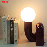 Beige Red Resin Frosted Glass Ball Table Lamp Nordic Bedroom Lighting fixtures Study Living Room Decor Desk Lamp