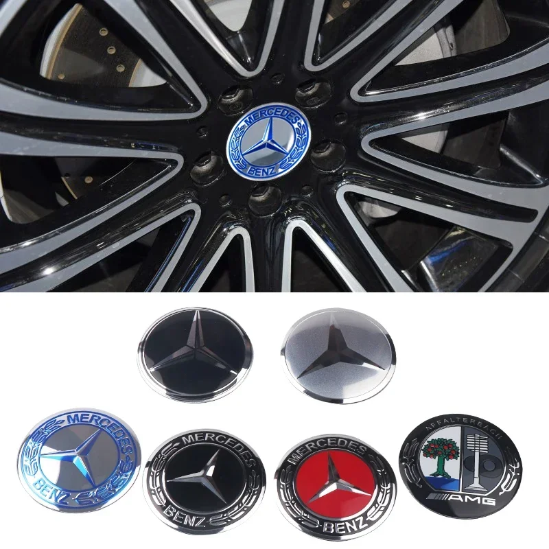 56mm 4PCS Car Wheel Center Hub Cap Badge Sticker Accessories for Mercedes Benz Maybach W204 W205 W211 Amg W212 W213 CLE CL GLA