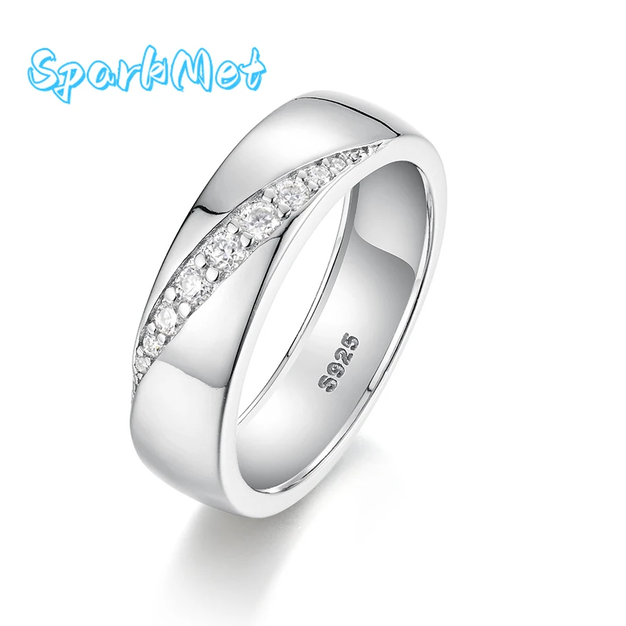 

Сияющее мужское кольцо с муассанитом и сертификатом, 100% пройденный тест на бриллиант S925, серебряные ювелирные изделия, сменное обручальное кольцо, подарок