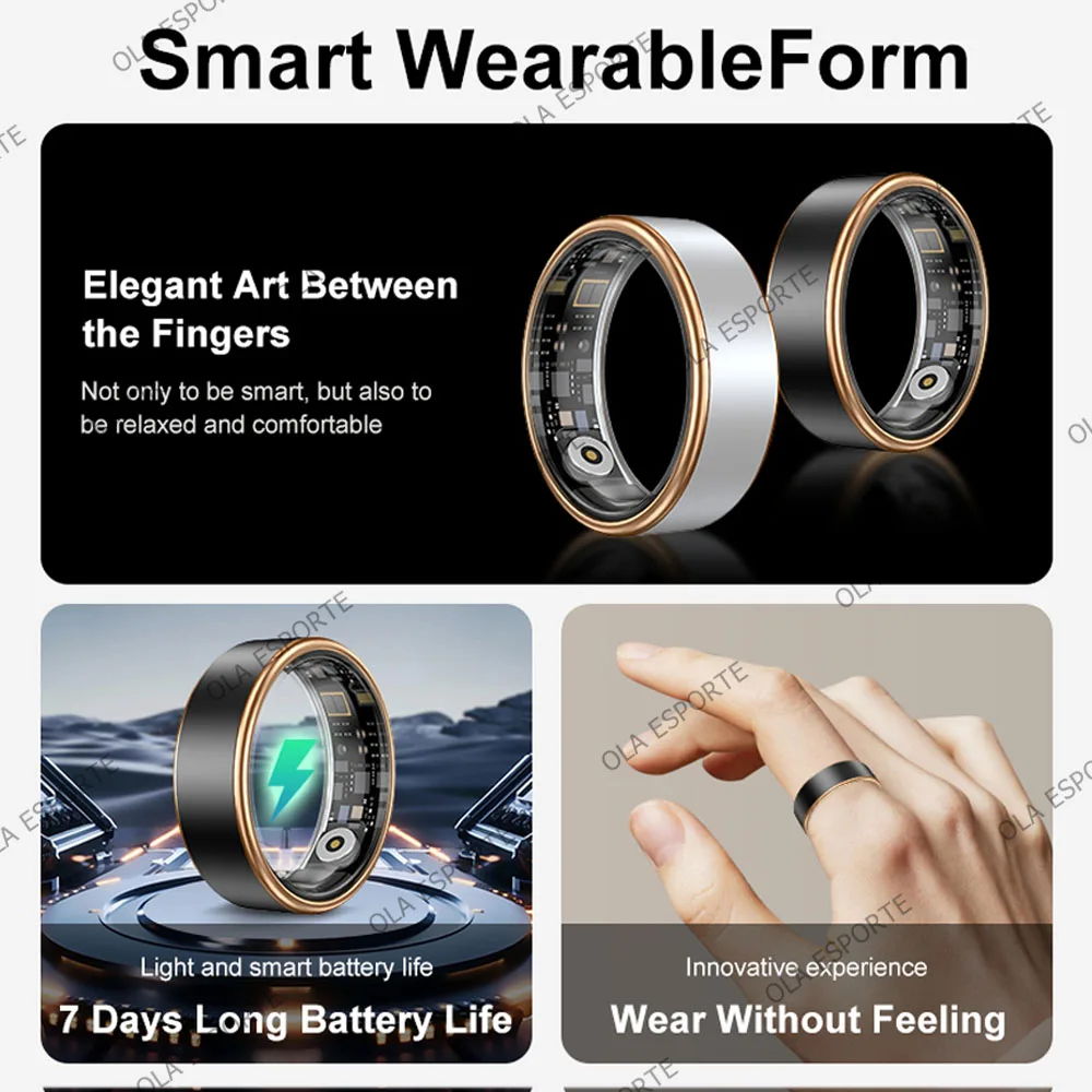 Smart Ring Heart Rate Blood Oxygen Sleep Health Monitor Ring Multi-Sport Mode Step-Counting Remote Photo Taking Smart Ring HT30