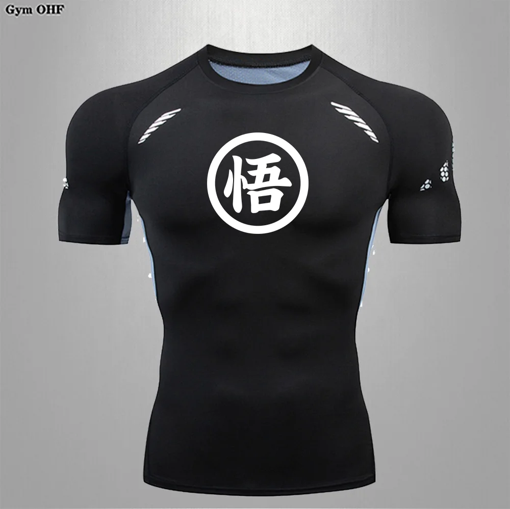 Anime tema wu camiseta masculina correndo esporte t camisa dos homens compressão de fitness topos t secagem rápida treinamento apertado manga curta