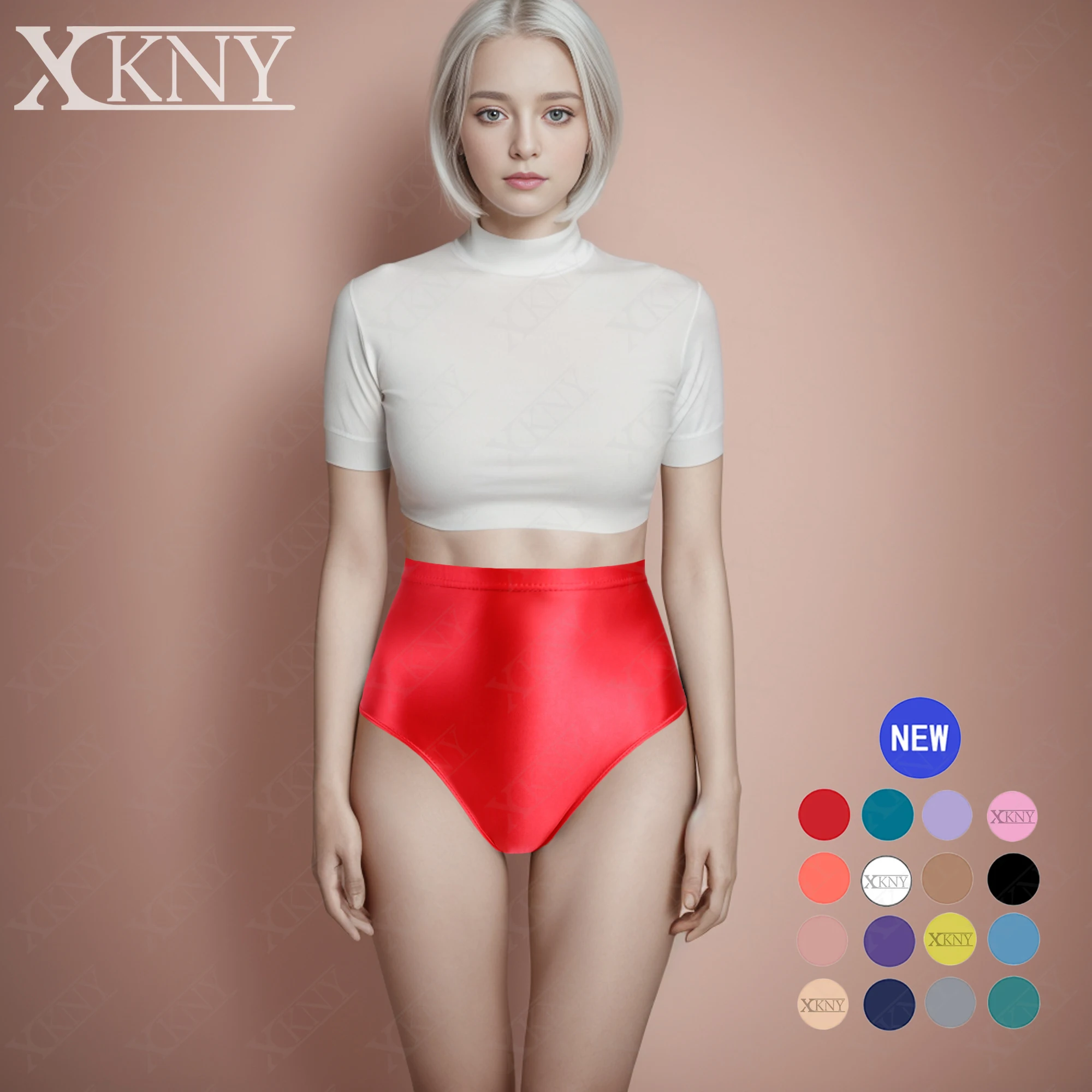 XCKNY Oily glossy briefs sexy solid lustrous pants bikini high waist shorts  tights can be worn outside glossy Sports underwear