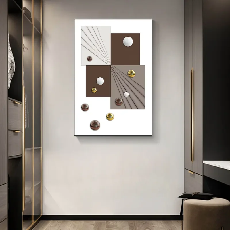 Modern Abstract 3D Metal Ball Wall Art Simple Porch Decor Painting Hotel Hanging Picture Minimalist Home Decoration Canvas