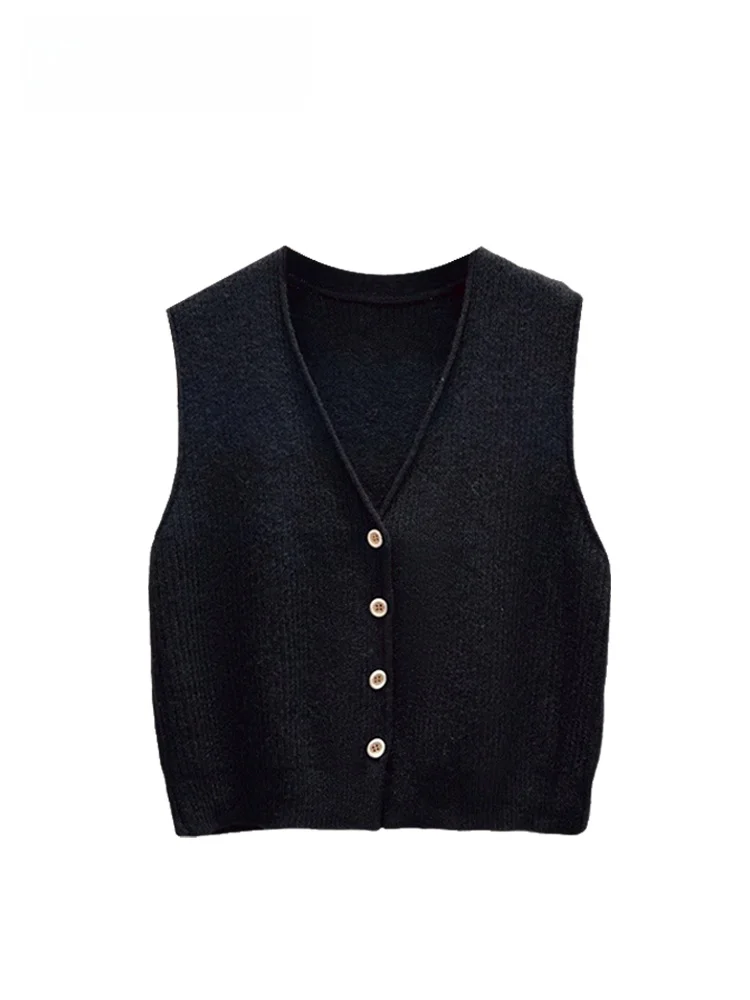 Ceco de punto sin mangas de talla ande para mujer, estilo informal, moda de otoño, cárdigan de talla ande