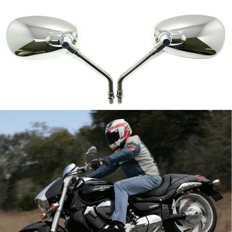 Universal 8mm 10mm Chrome Motorcycle Rear View Side Mirrors Handle Bar Bar End Motorcycle Mirrors Fit For Most Motorbikes